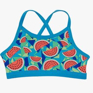 TYR Girls' Tutti Fruitti Trinity Bikini Top sz Small 6/6X Turquoise Watermelon